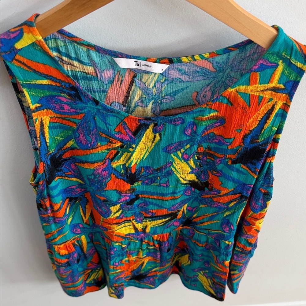TU Colourful Abstract Print Tank Top – Size 14 – 100% Viscose - Picture 3 of 8